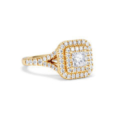 Cleopatra Lab Diamond Halo Engagement Ring in 18K Gold 1.20ct F/VS1