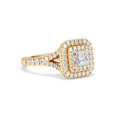 Cleopatra Lab Diamond Halo Engagement Ring in 18K Gold 1.20ct F/VS1