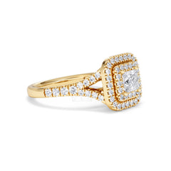 Cleopatra Lab Diamond Halo Engagement Ring in 18K Gold 1.20ct F/VS1