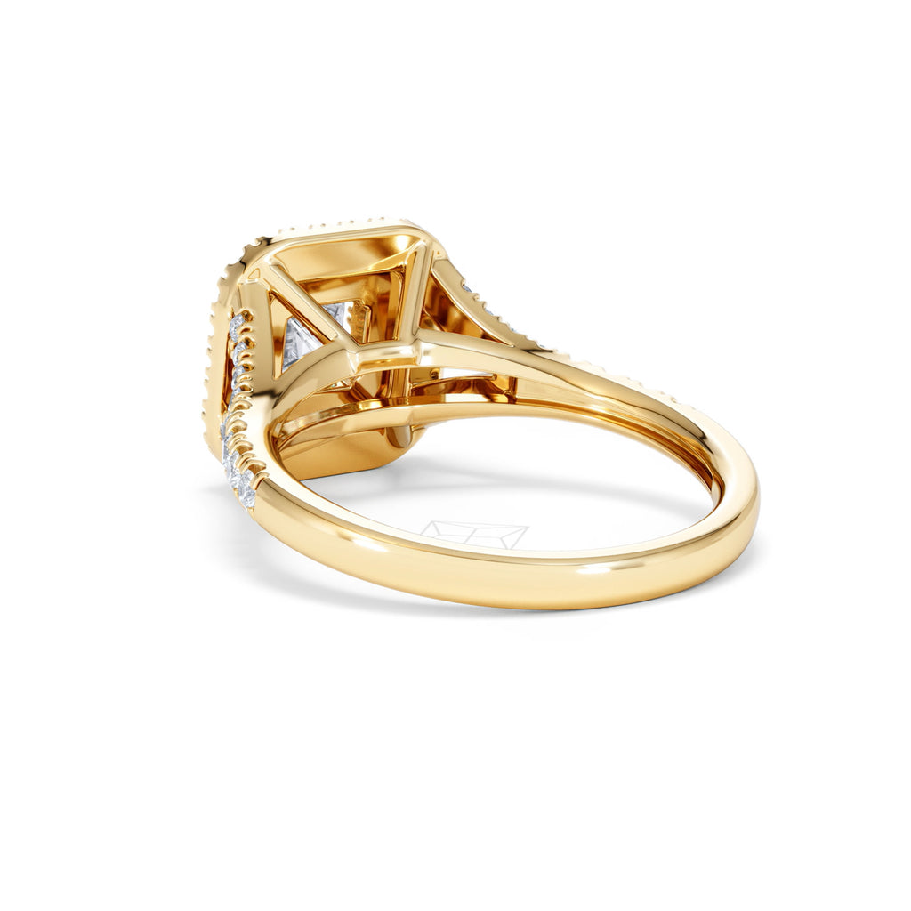Cleopatra Lab Diamond Halo Engagement Ring in 18K Gold 1.20ct F/VS1