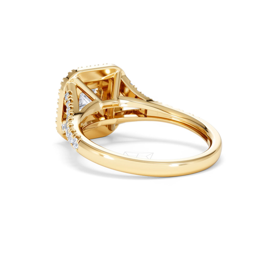 Cleopatra Lab Diamond Halo Engagement Ring in 18K Gold 1.20ct F/VS1