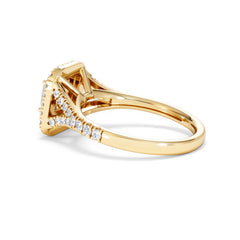 Cleopatra Lab Diamond Halo Engagement Ring in 18K Gold 1.20ct F/VS1
