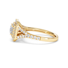 Cleopatra Lab Diamond Halo Engagement Ring in 18K Gold 1.20ct F/VS1