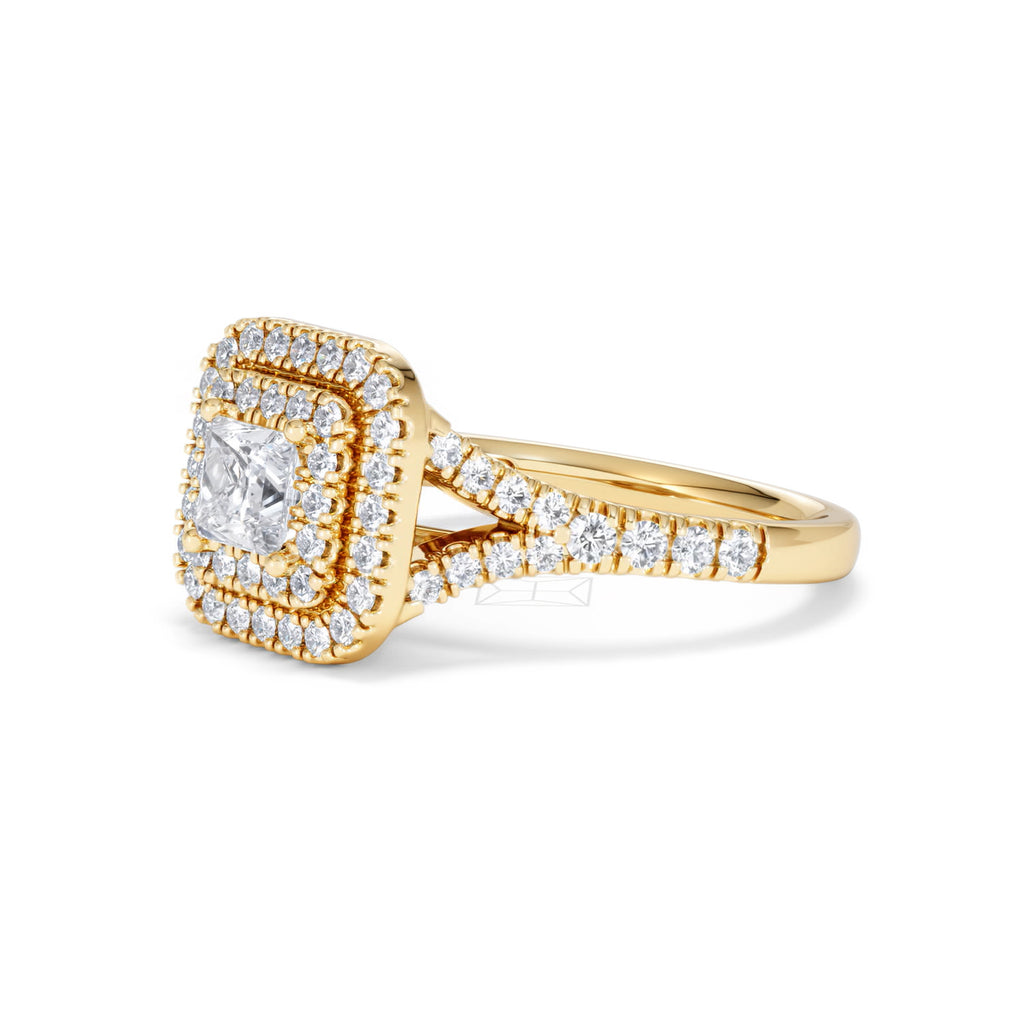 Cleopatra Lab Diamond Halo Engagement Ring in 18K Gold 1.20ct F/VS1