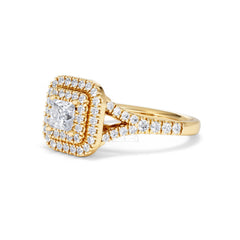 Cleopatra Lab Diamond Halo Engagement Ring in 18K Gold 1.20ct F/VS1