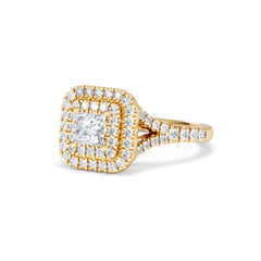 Cleopatra Lab Diamond Halo Engagement Ring in 18K Gold 1.20ct F/VS1