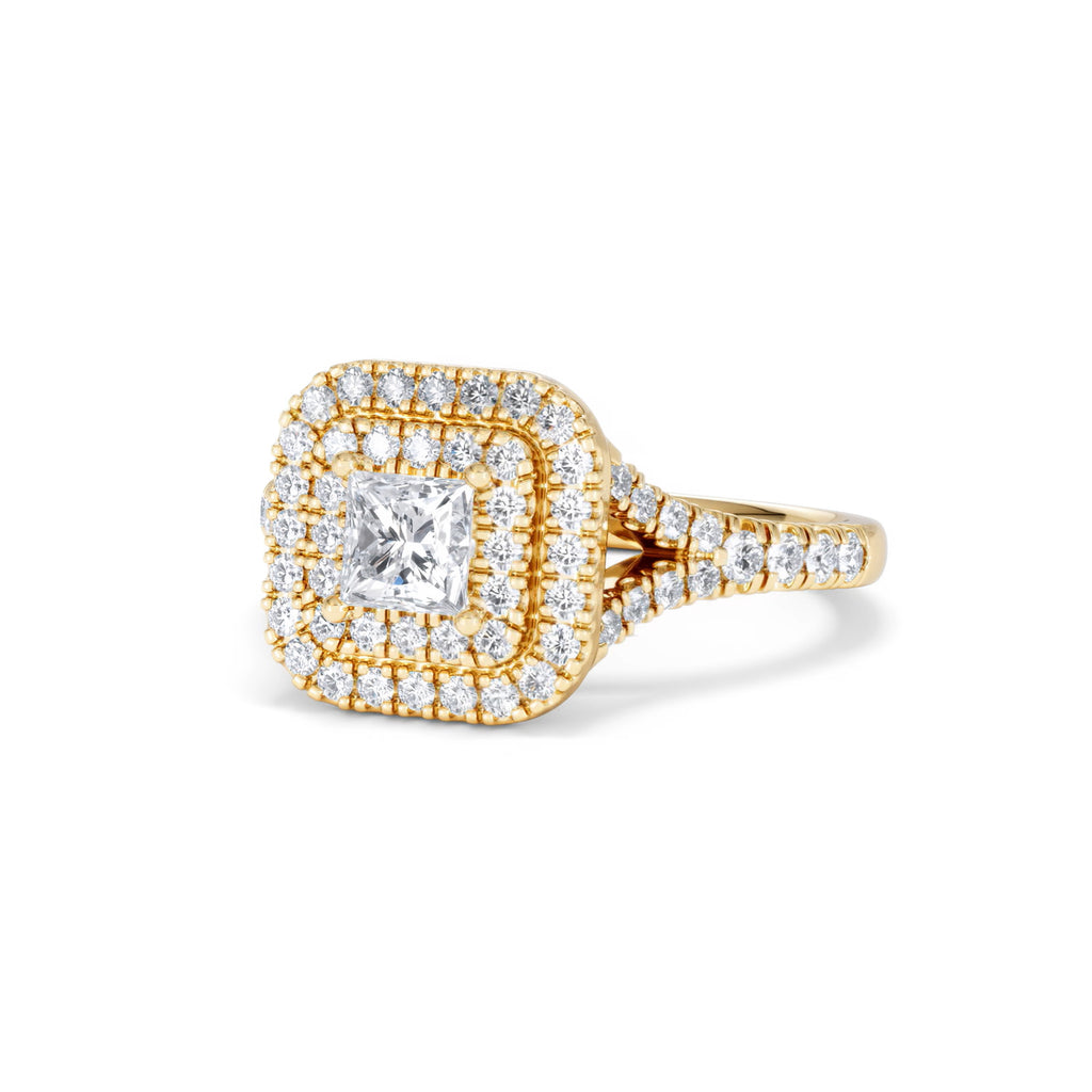Cleopatra Lab Diamond Halo Engagement Ring in 18K Gold 1.20ct F/VS1