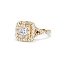 Cleopatra Lab Diamond Halo Engagement Ring in 18K Gold 1.20ct F/VS1