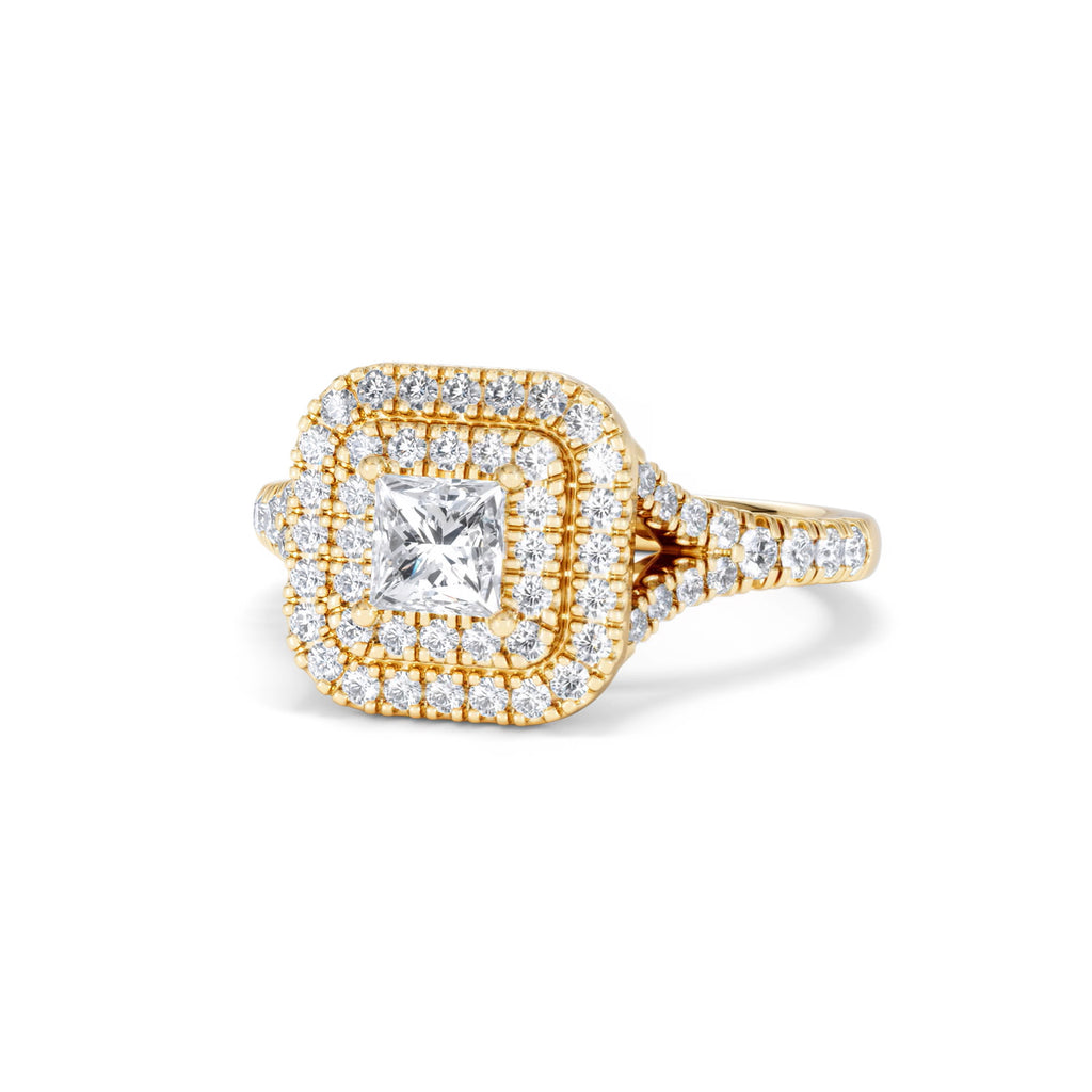 Cleopatra Lab Diamond Halo Engagement Ring in 18K Gold 1.20ct F/VS1