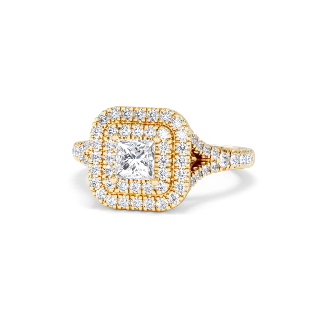 Cleopatra Lab Diamond Halo Engagement Ring in 18K Gold 1.20ct F/VS1
