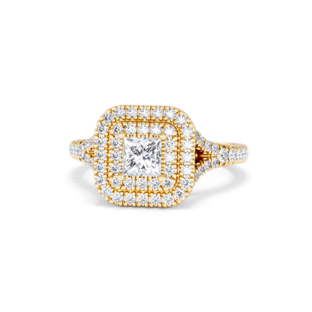 Cleopatra Lab Diamond Halo Engagement Ring in 18K Gold 1.20ct F/VS1