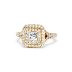 Cleopatra Lab Diamond Halo Engagement Ring in 18K Gold 1.20ct F/VS1