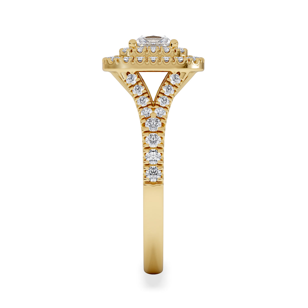 Cleopatra Lab Diamond Halo Engagement Ring in 18K Gold 1.20ct F/VS1