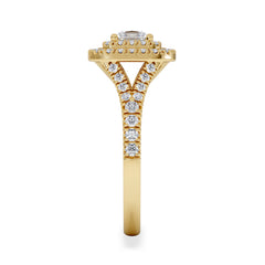 Cleopatra Lab Diamond Halo Engagement Ring in 18K Gold 1.20ct F/VS1