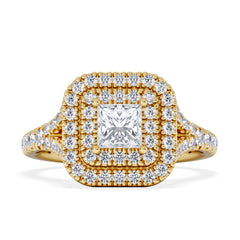 Cleopatra Lab Diamond Halo Engagement Ring in 18K Gold 1.20ct F/VS1