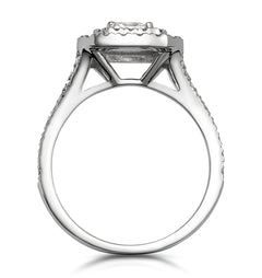 Cleopatra Diamond Halo Engagement Ring 18K White Gold 1.20ct G/SI1