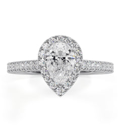 Diana Diamond Pear Halo Engagement Ring Platinum 1ct G/VS1
