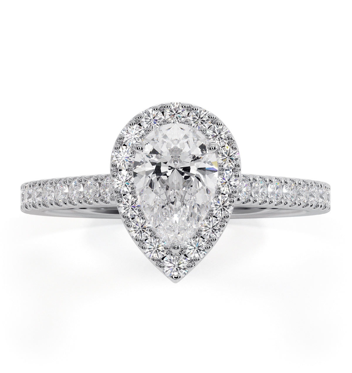 Diana Diamond Pear Halo Engagement Ring Platinum 1ct G/VS1