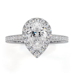 Diana GIA Diamond Pear Halo Engagement Ring Platinum 1.35ct G/SI1