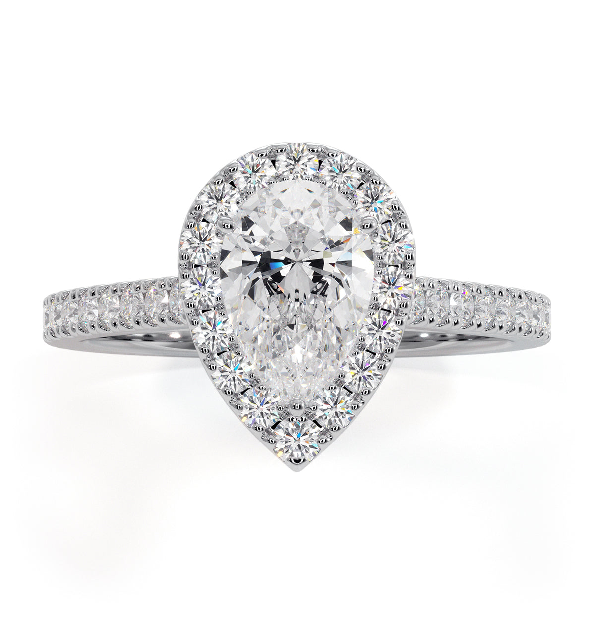 Diana GIA Diamond Pear Halo Engagement Ring Platinum 1.35ct G/SI1