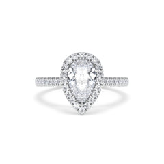 Diana Lab Diamond Pear Halo Engagement Ring 18KW Gold 1.60ct F/VS1