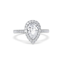 Diana Lab Diamond Pear Halo Engagement Ring 18KW Gold 1.60ct F/VS1