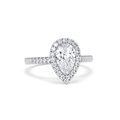 Diana Lab Diamond Pear Halo Engagement Ring 18KW Gold 1.60ct F/VS1