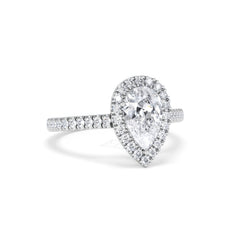 Diana Lab Diamond Pear Halo Engagement Ring 18KW Gold 1.60ct F/VS1