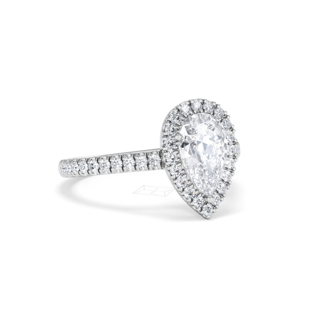 Diana Lab Diamond Pear Halo Engagement Ring 18KW Gold 1.60ct F/VS1