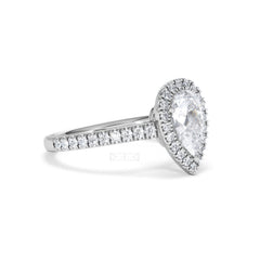 Diana Lab Diamond Pear Halo Engagement Ring 18KW Gold 1.60ct F/VS1