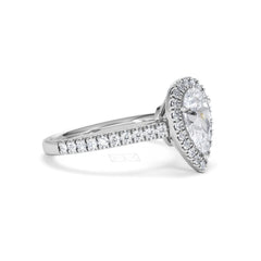 Diana Lab Diamond Pear Halo Engagement Ring 18KW Gold 1.60ct F/VS1