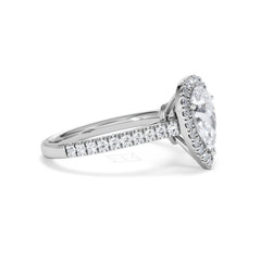 Diana Lab Diamond Pear Halo Engagement Ring 18KW Gold 1.60ct F/VS1