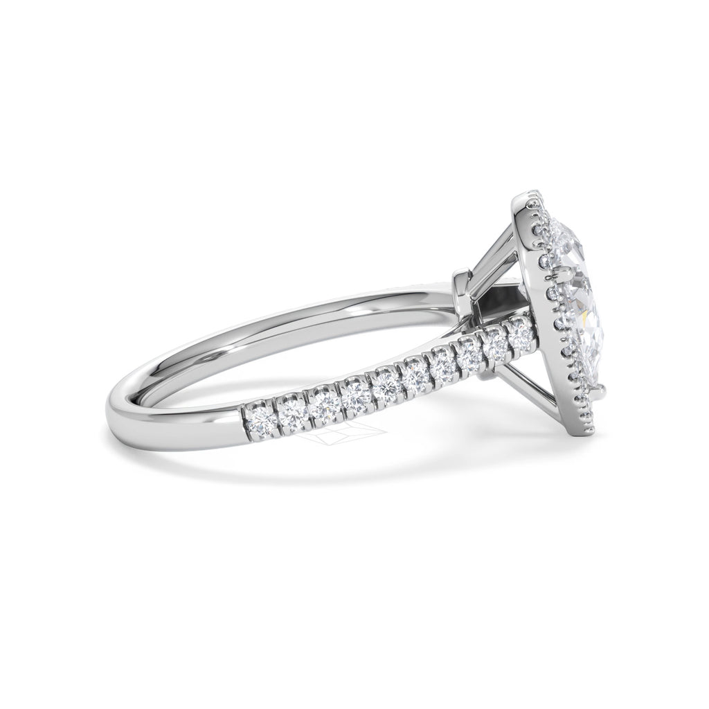 Diana Lab Diamond Pear Halo Engagement Ring 18KW Gold 1.60ct F/VS1