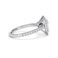 Diana Lab Diamond Pear Halo Engagement Ring 18KW Gold 1.60ct F/VS1