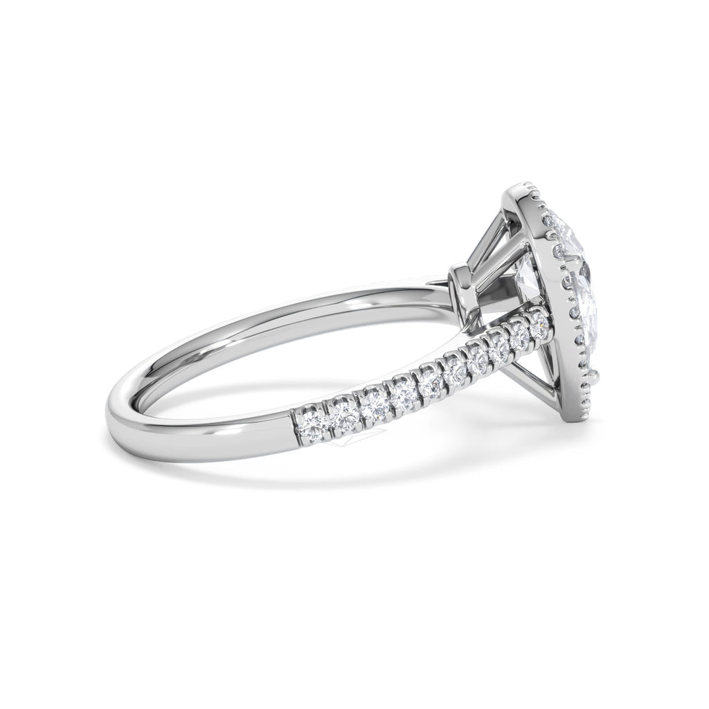 Diana Lab Diamond Pear Halo Engagement Ring 18KW Gold 1.60ct F/VS1