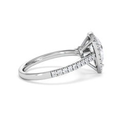Diana Lab Diamond Pear Halo Engagement Ring 18KW Gold 1.60ct F/VS1