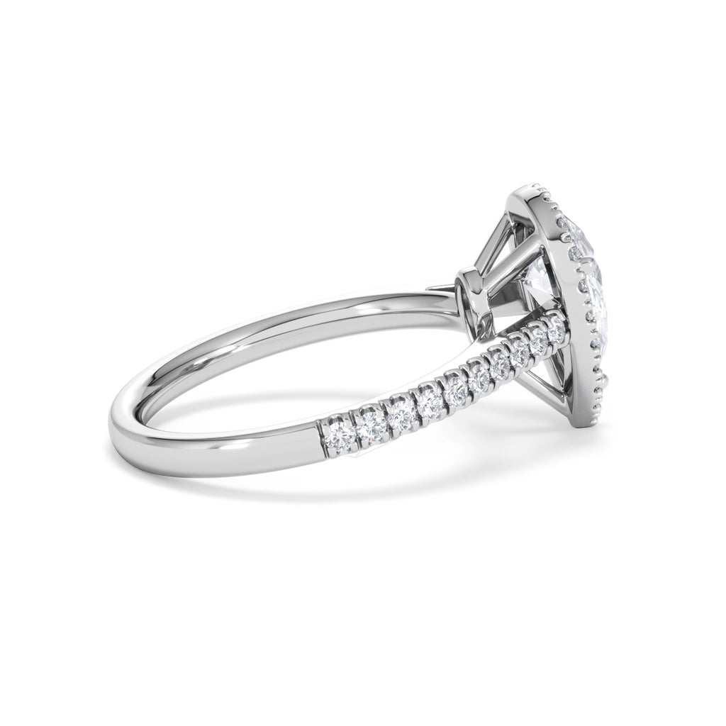 Diana Lab Diamond Pear Halo Engagement Ring 18KW Gold 1.60ct F/VS1