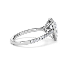 Diana Lab Diamond Pear Halo Engagement Ring 18KW Gold 1.60ct F/VS1