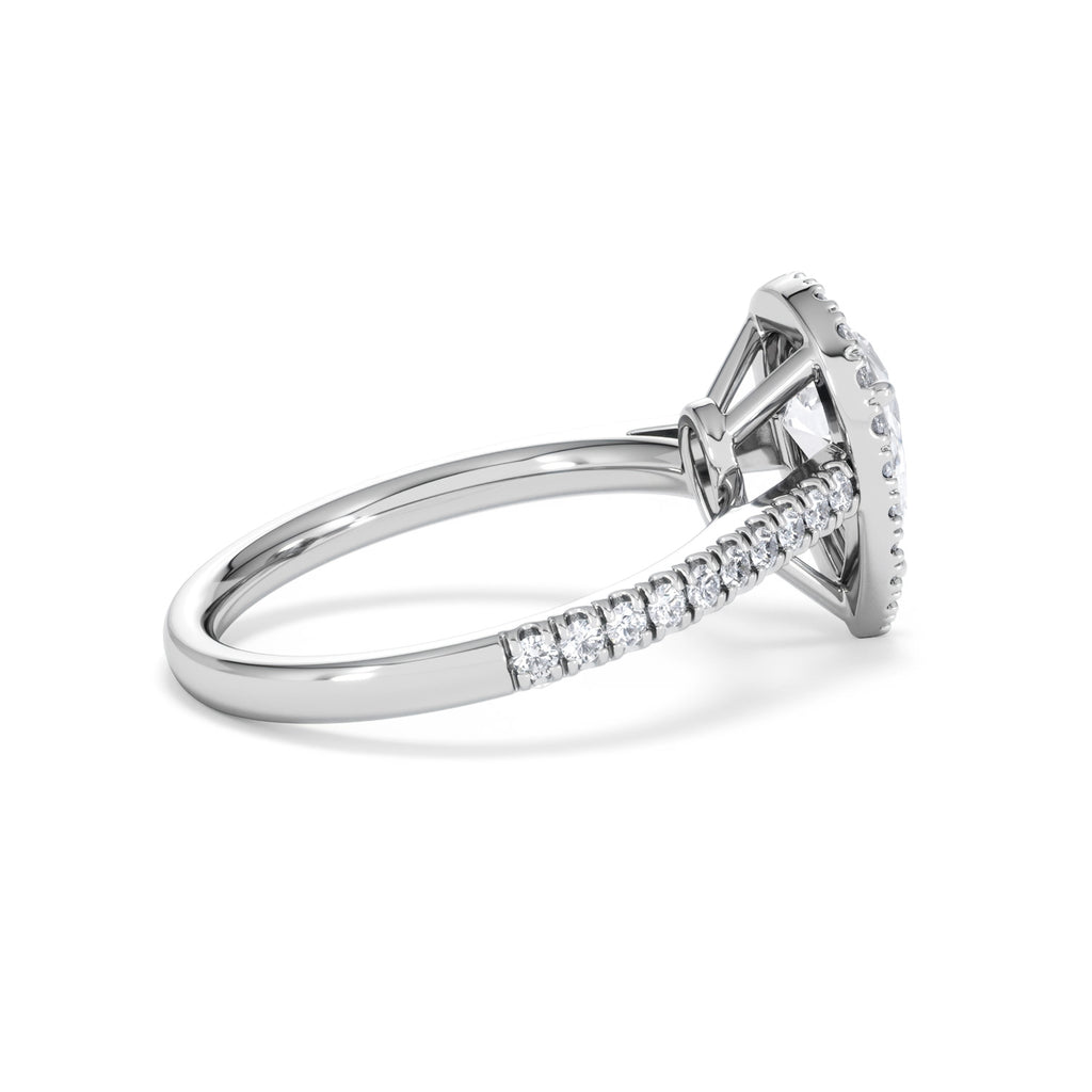 Diana Lab Diamond Pear Halo Engagement Ring 18KW Gold 1.60ct F/VS1