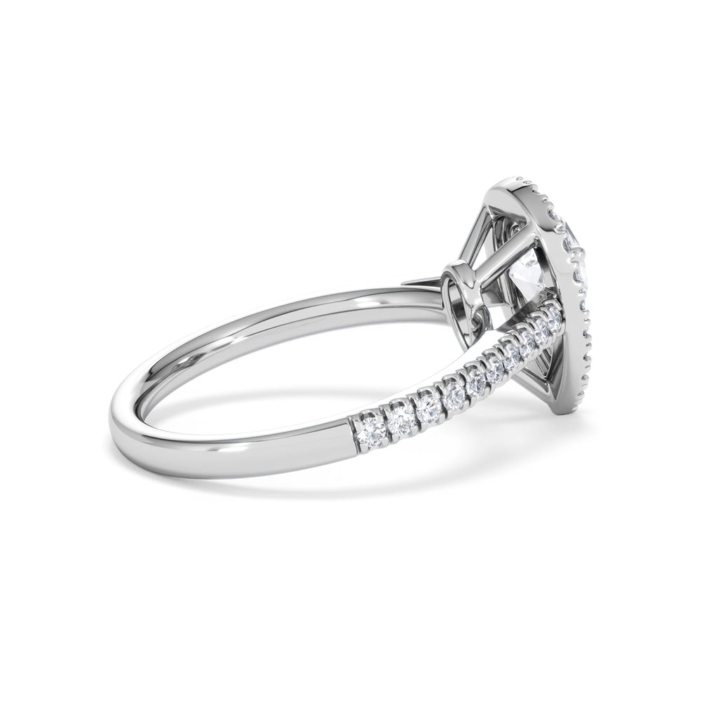 Diana Lab Diamond Pear Halo Engagement Ring 18KW Gold 1.60ct F/VS1