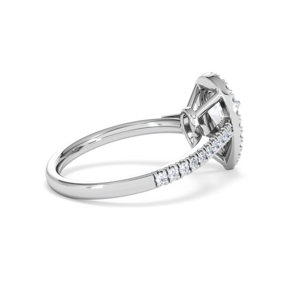 Diana Lab Diamond Pear Halo Engagement Ring 18KW Gold 1.60ct F/VS1
