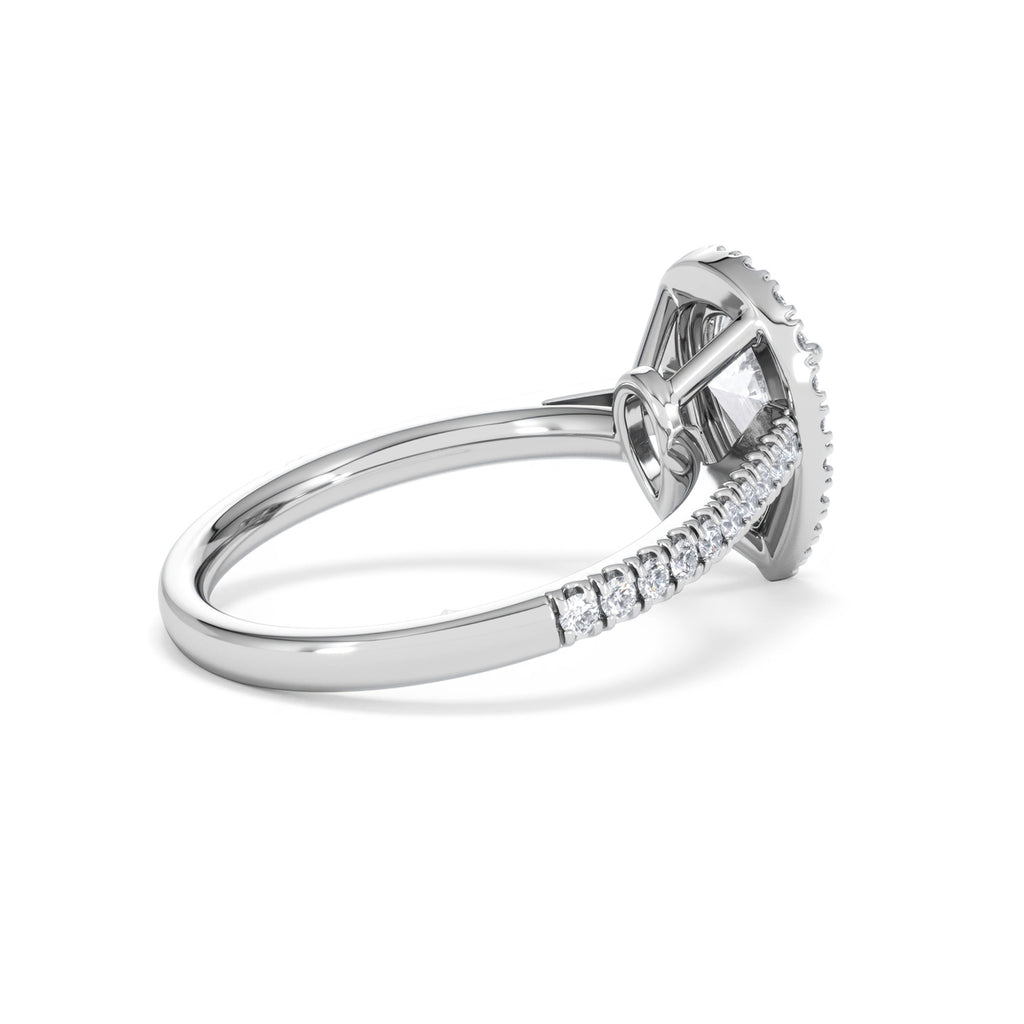 Diana Lab Diamond Pear Halo Engagement Ring 18KW Gold 1.60ct F/VS1