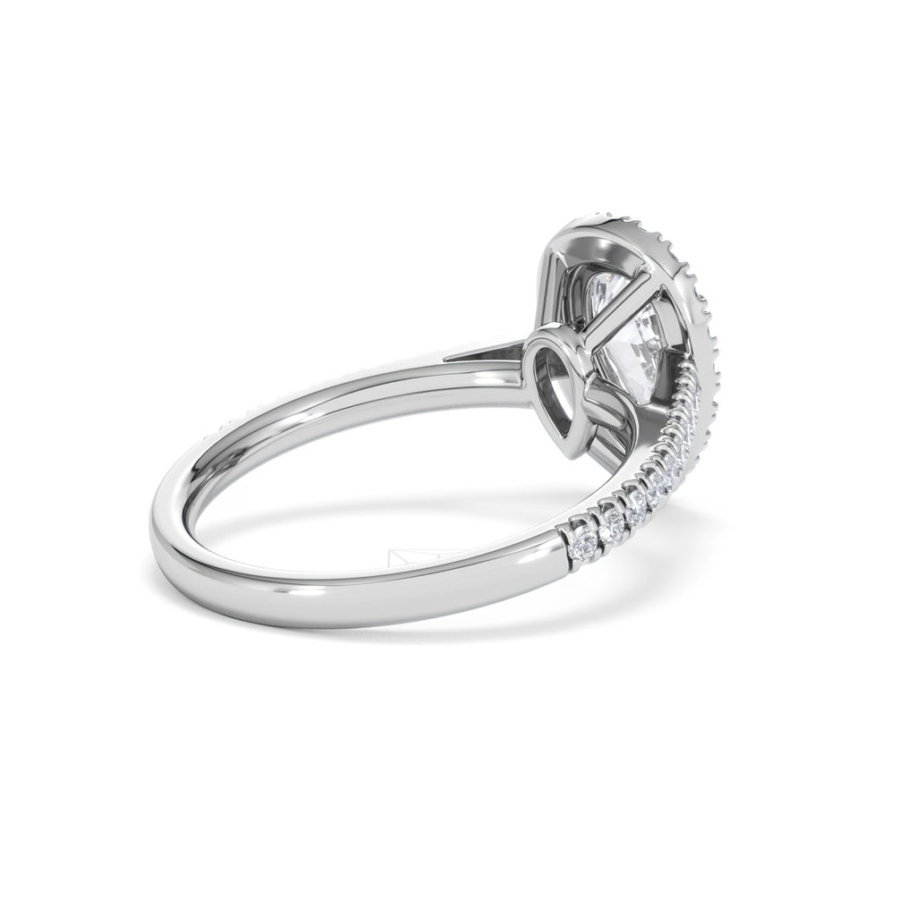 Diana Lab Diamond Pear Halo Engagement Ring 18KW Gold 1.60ct F/VS1