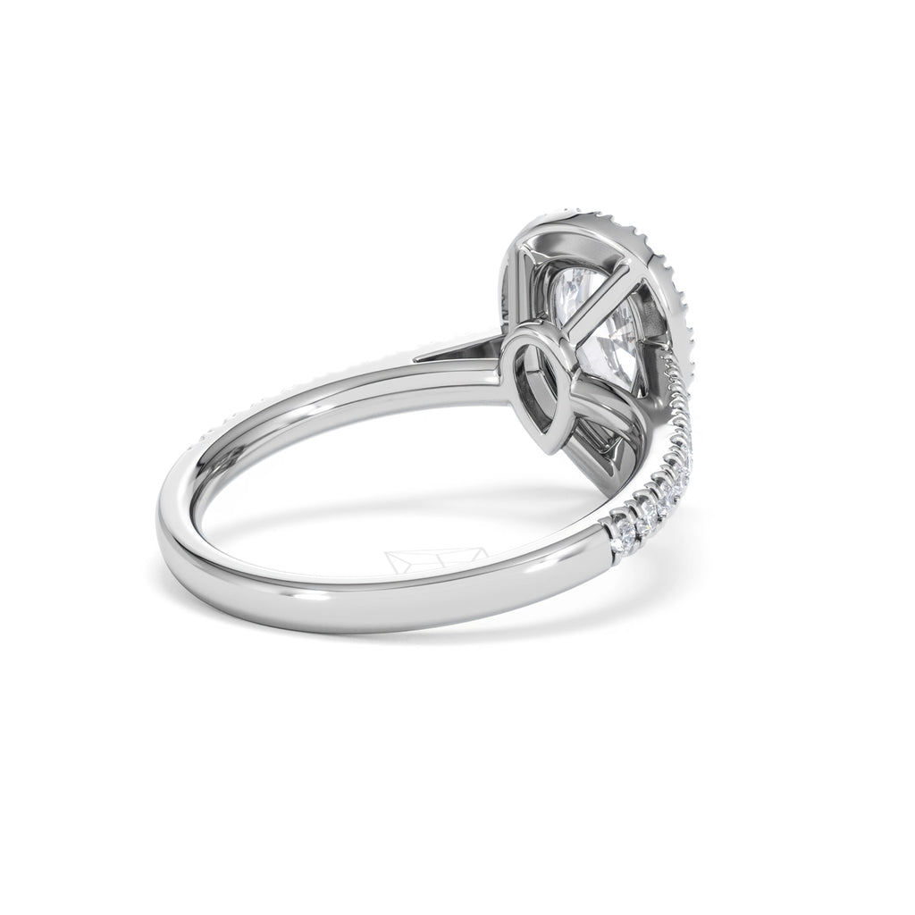 Diana Lab Diamond Pear Halo Engagement Ring 18KW Gold 1.60ct F/VS1