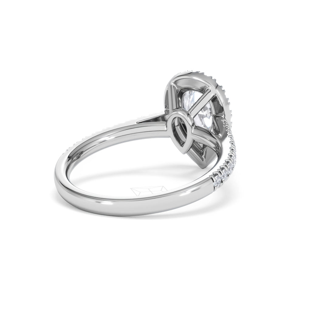 Diana Lab Diamond Pear Halo Engagement Ring 18KW Gold 1.60ct F/VS1