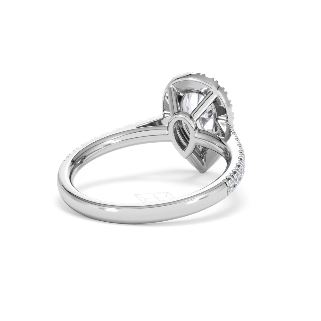Diana Lab Diamond Pear Halo Engagement Ring 18KW Gold 1.60ct F/VS1