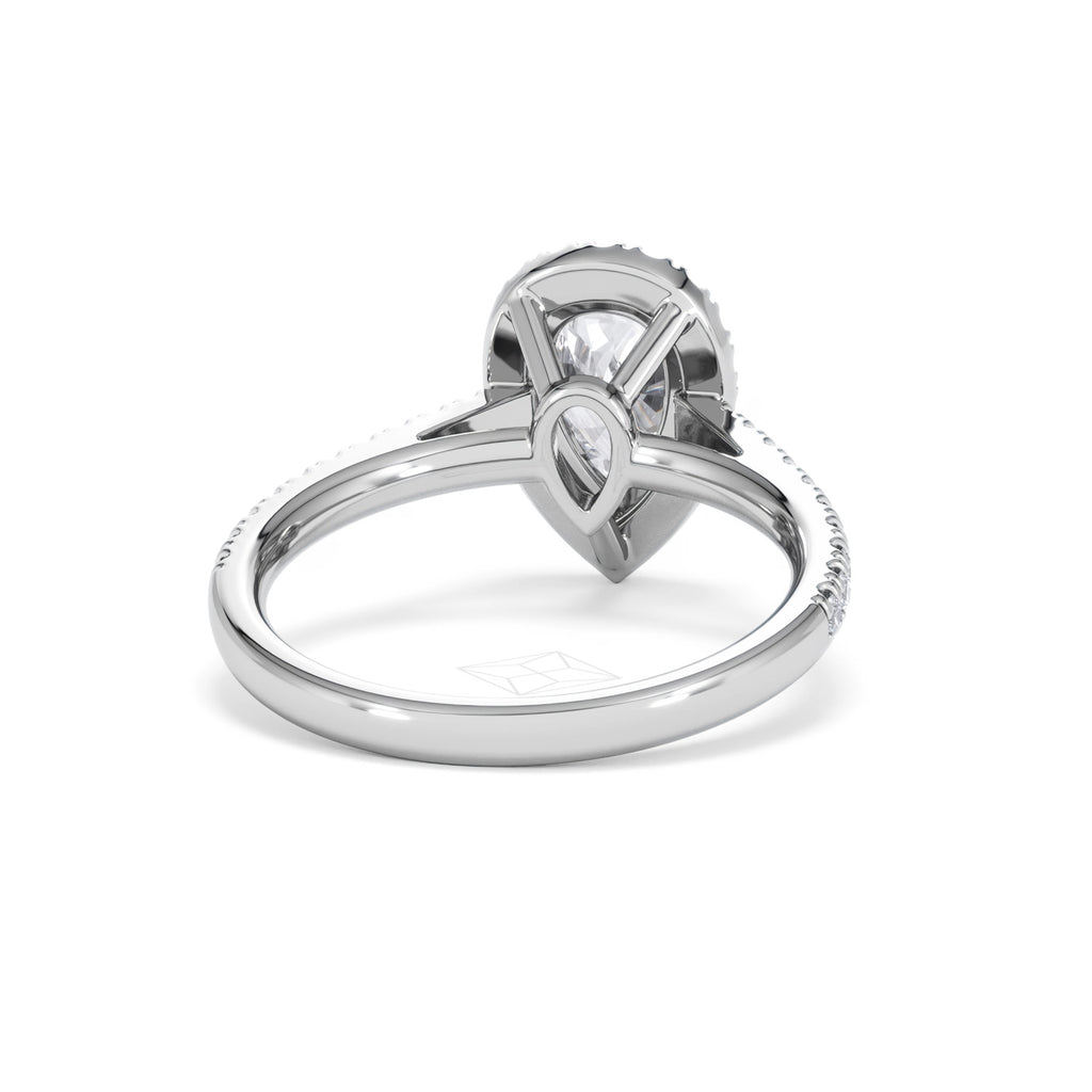 Diana Lab Diamond Pear Halo Engagement Ring 18KW Gold 1.60ct F/VS1