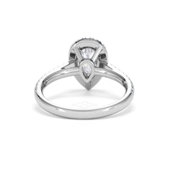 Diana Lab Diamond Pear Halo Engagement Ring 18KW Gold 1.60ct F/VS1