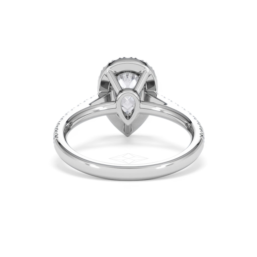 Diana Lab Diamond Pear Halo Engagement Ring 18KW Gold 1.60ct F/VS1