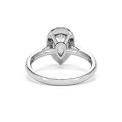 Diana Lab Diamond Pear Halo Engagement Ring 18KW Gold 1.60ct F/VS1